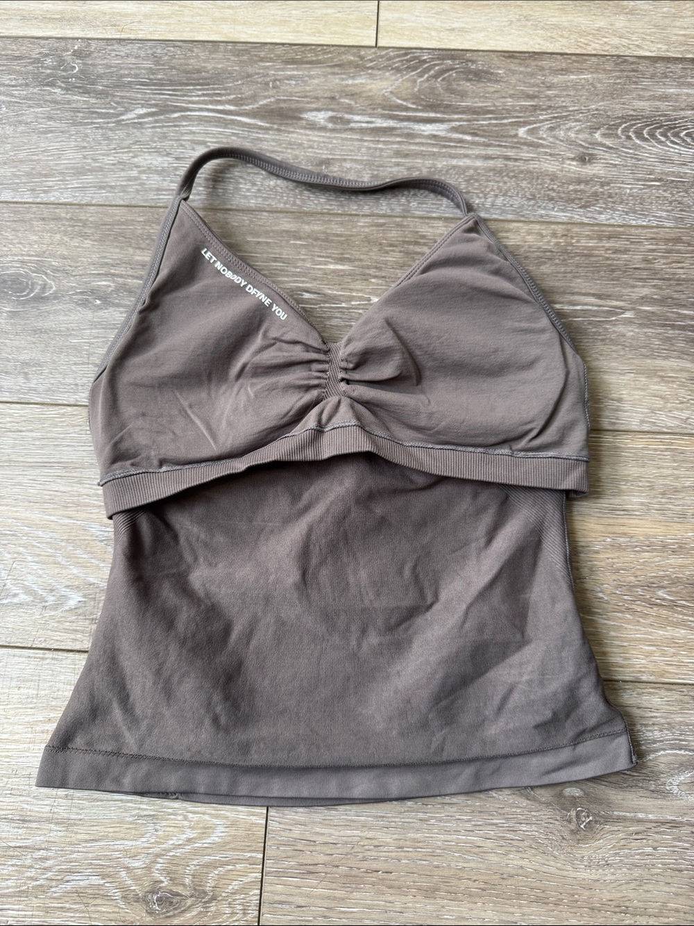 Women’s Dfyne Scrunch Halter Sports Tank Top - Gray - Picture 5 of 6
